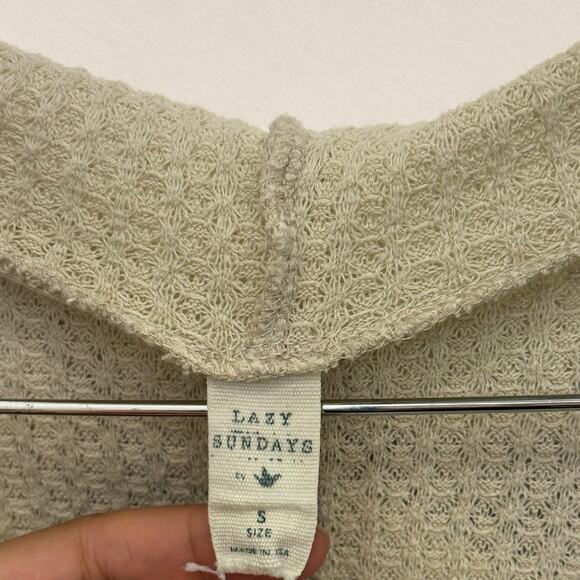 Lazy‎ Sundays Hooded Heather Beige Sweater Small Cozy Lounge Classic Neutral - Picture 3 of 3